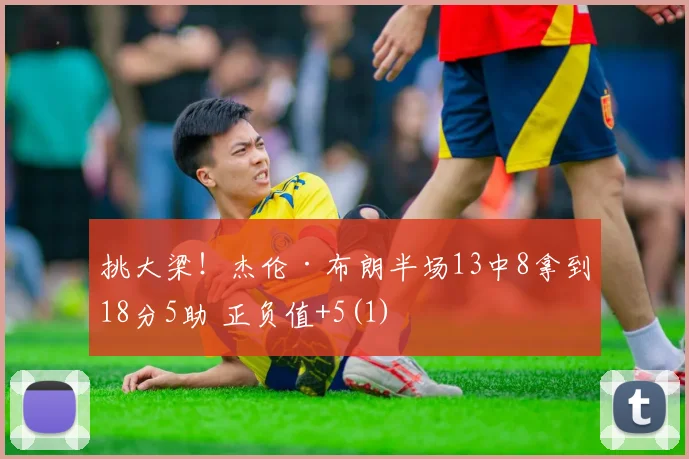 挑大梁！杰伦·布朗半场13中8拿到18分5助 正负值+5(1)